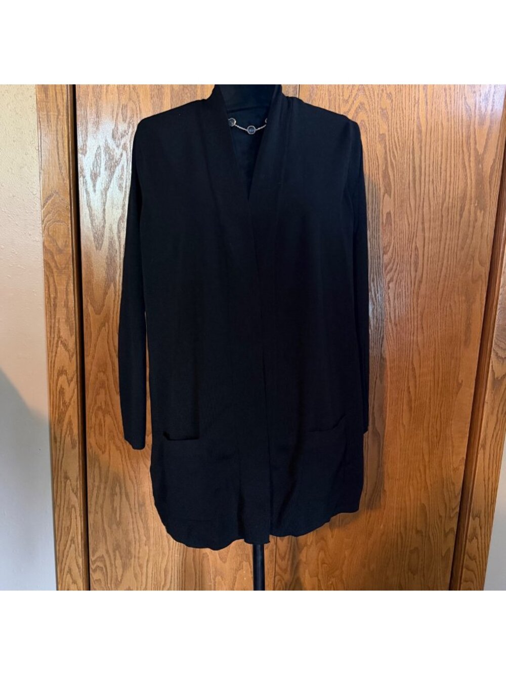 Jones New York Womens Cardigan Size 1X Black Open-Front Sweater Long Sleeve